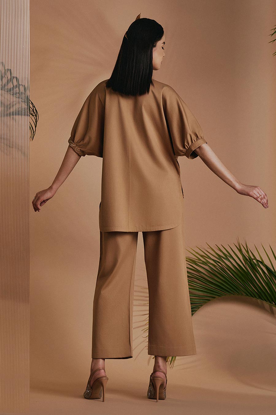 Brown Mirage Embroidered Kimono Shirt