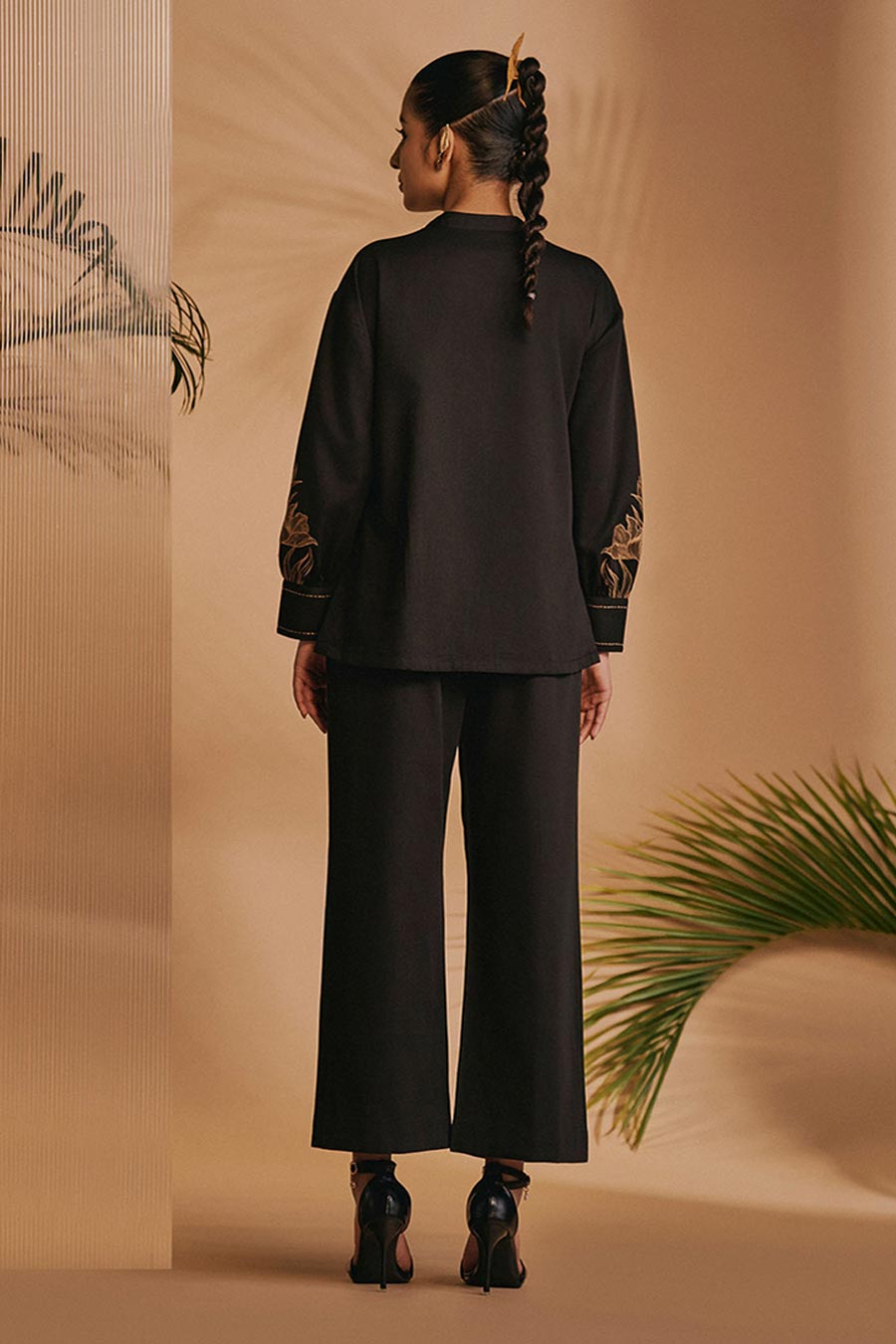 Black Lilly Embroidered Shirt