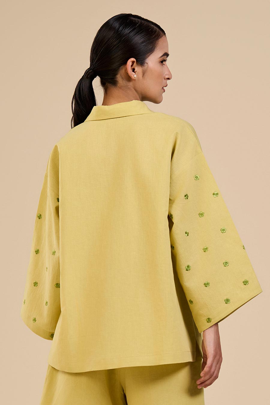 Lime Green Embroidered Shirt