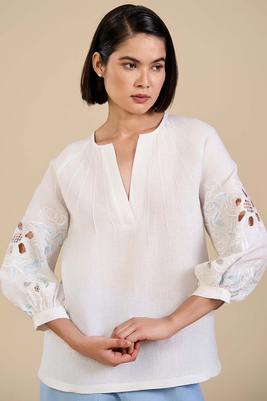 White Dove Embroidered Top