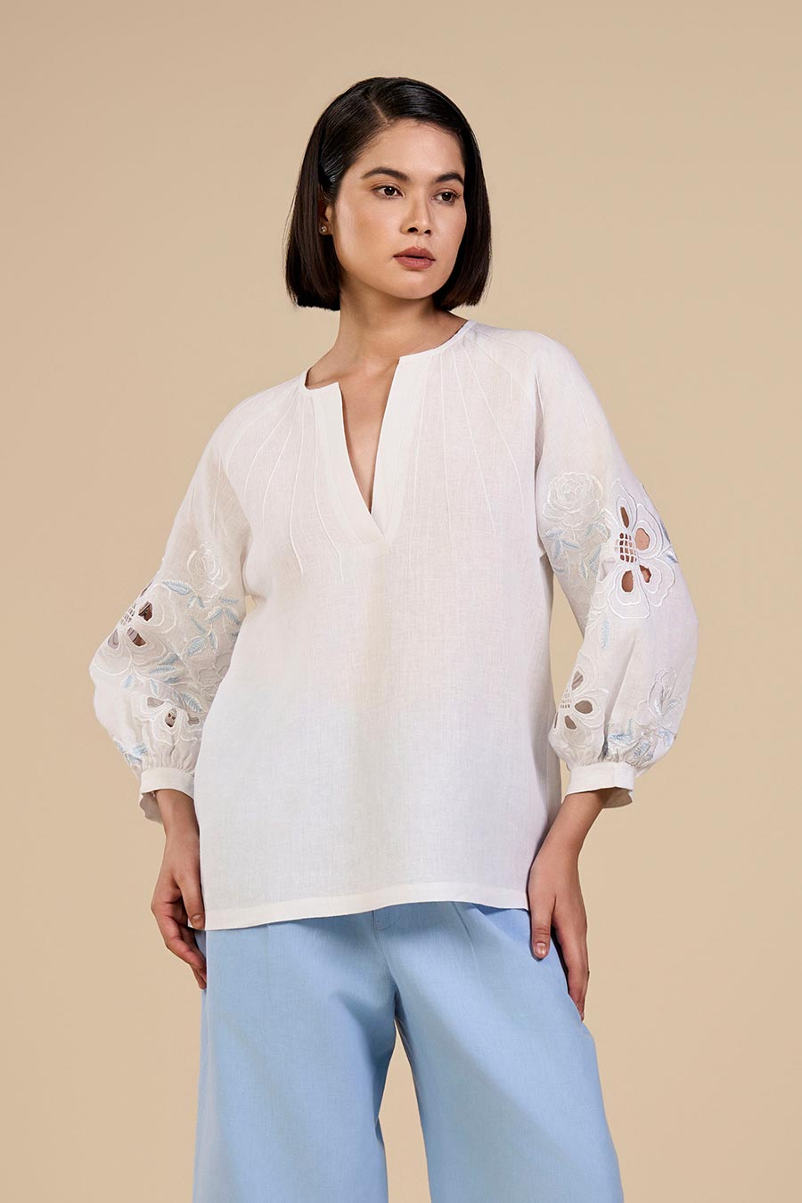 White Dove Embroidered Top