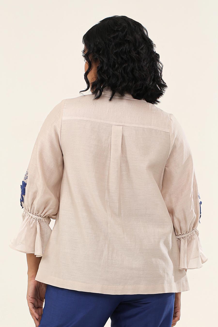 Off-White & Blue Jasmine Embroidered Shirt