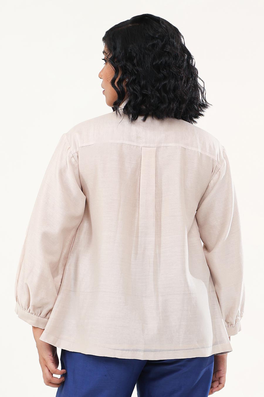 Off-White & Blue Zinnia Embroidered Shirt