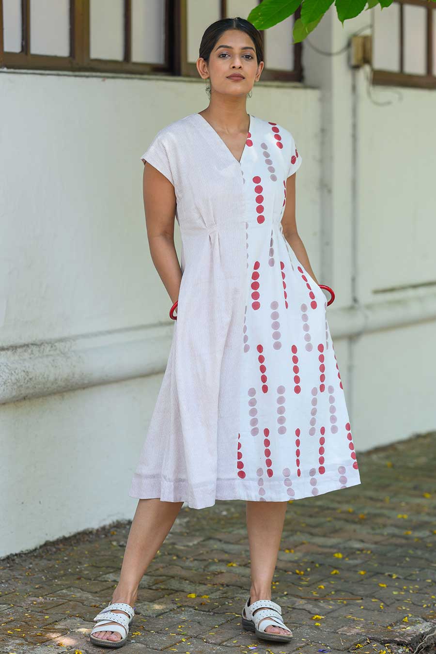 White Alva Maria Handblock Print Dress
