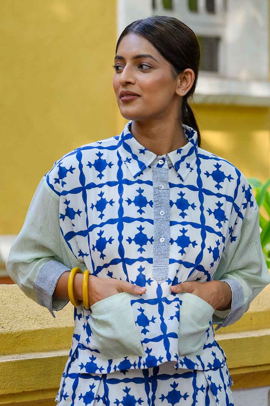 White Aurora Handblock Printed Top
