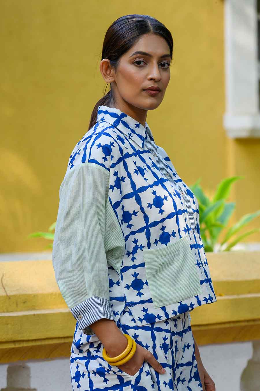 White Aurora Handblock Printed Top