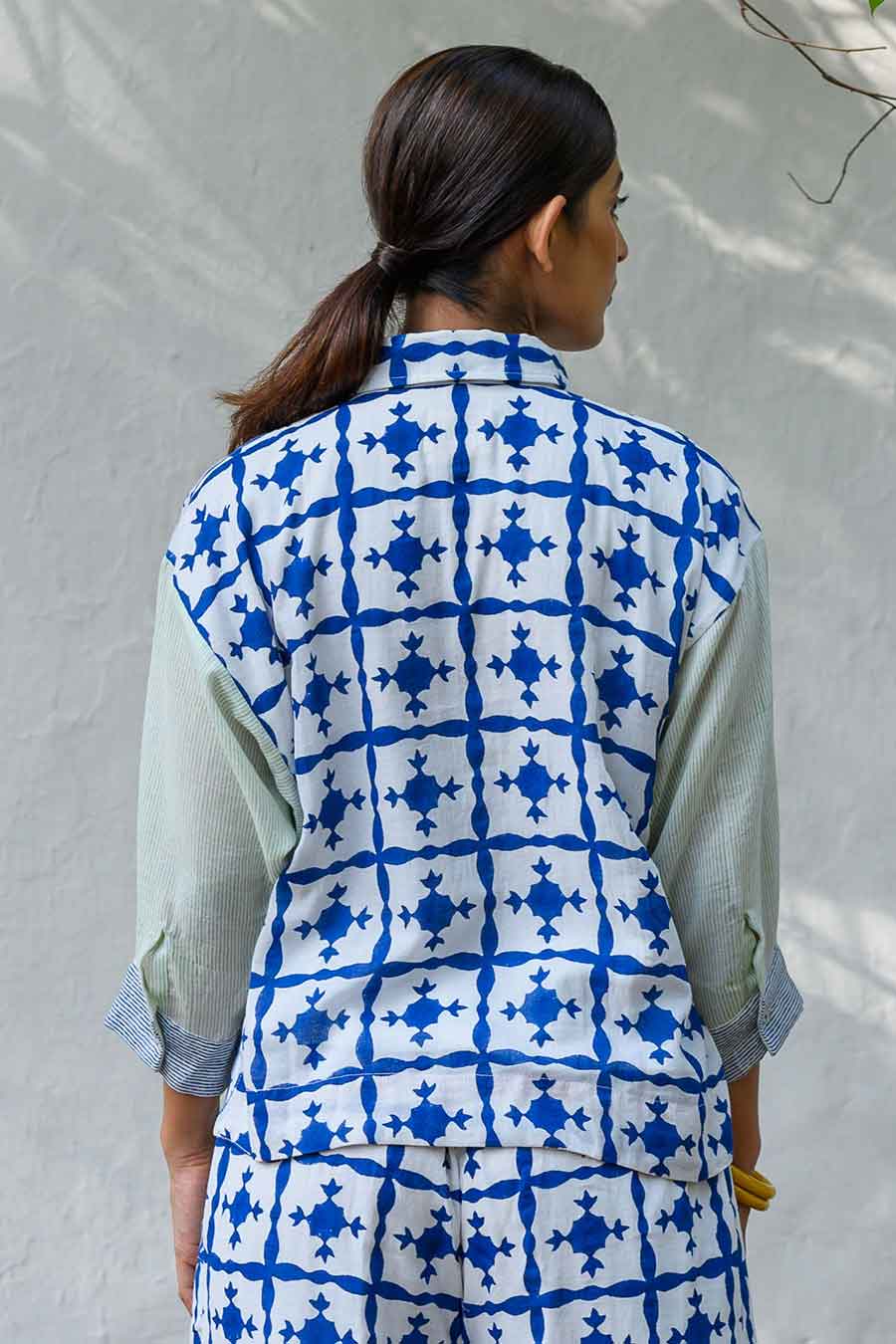 White Aurora Handblock Printed Top