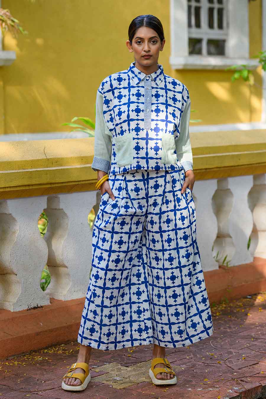 White Aurora Handblock Printed Top