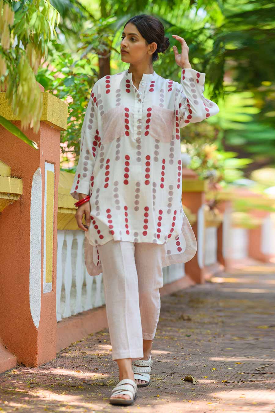 White Catia Handblock Printed Tunic