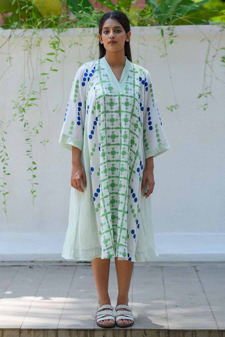 White Diana Handblock Printed Dress