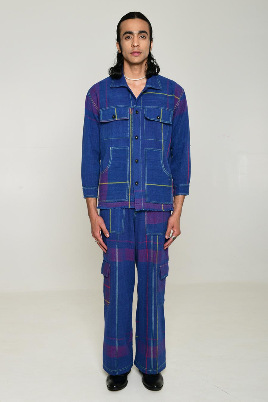 Blue Recycle Unisex Yamato Shacket
