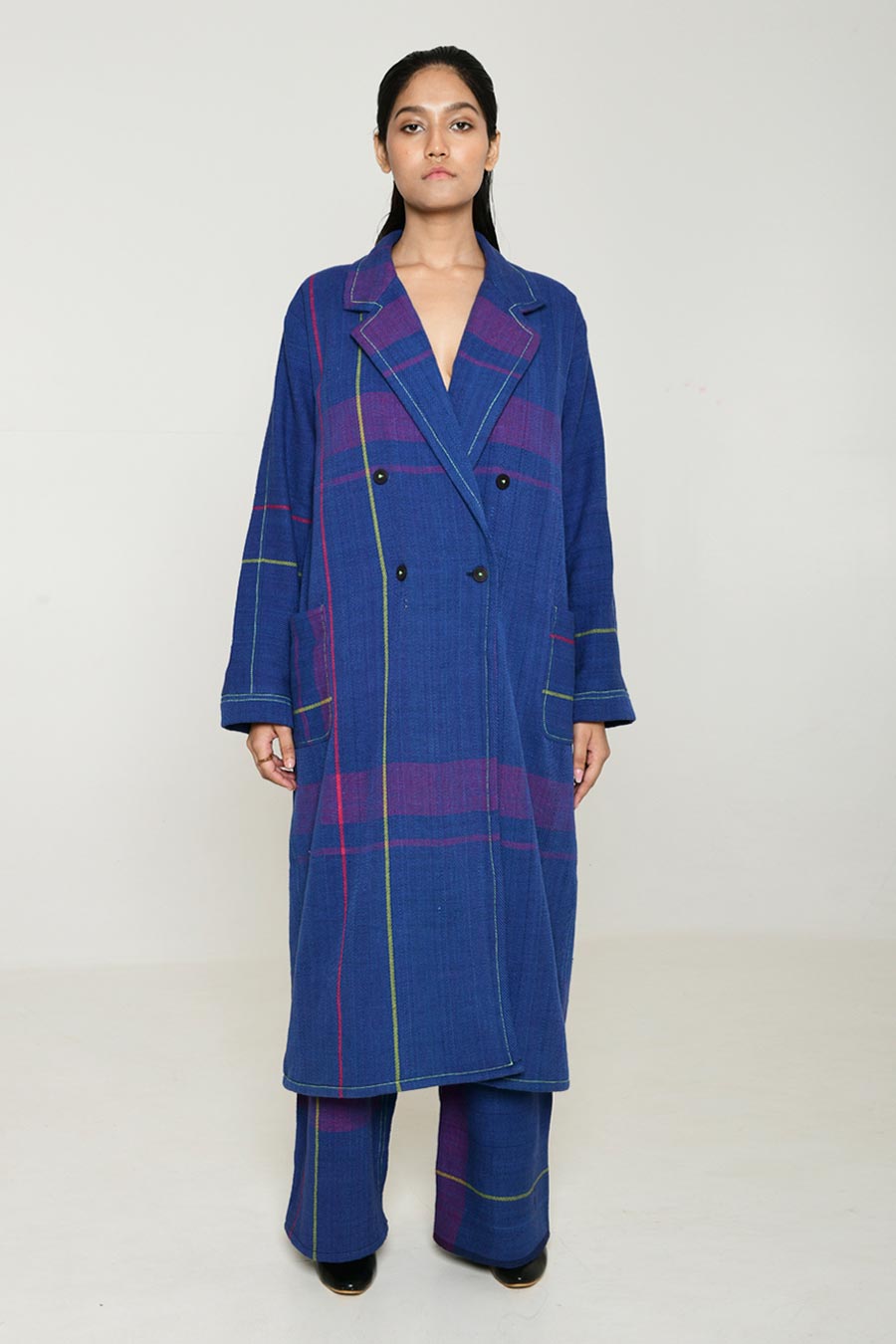 Blue Recycle Ren Women Trench Coat