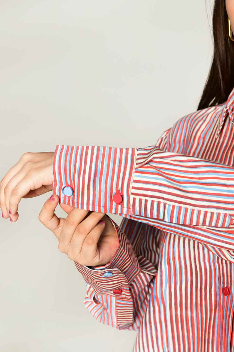 Pink Block-Printed High-Low Shirt