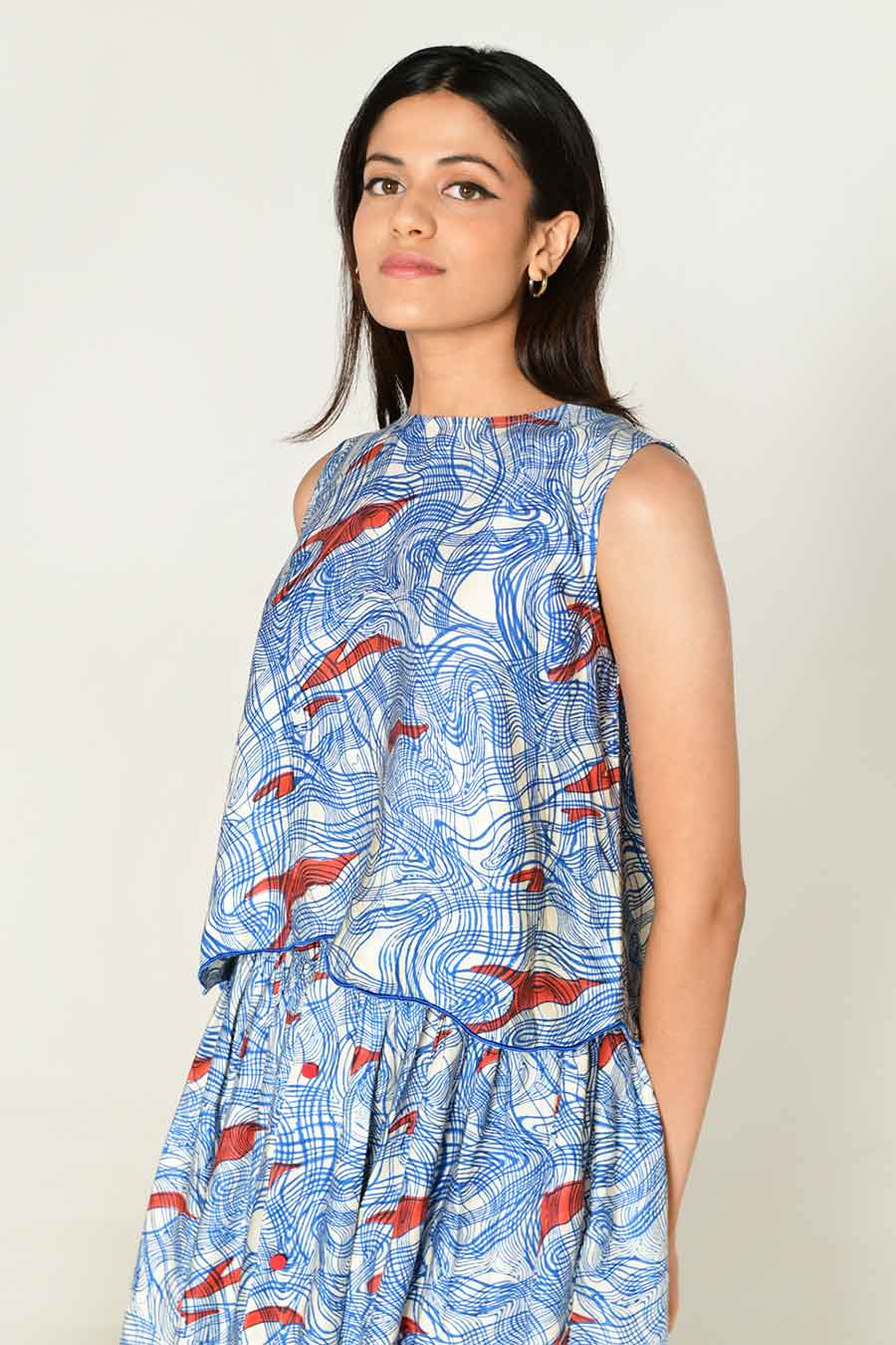 Blue Block-Printed Top