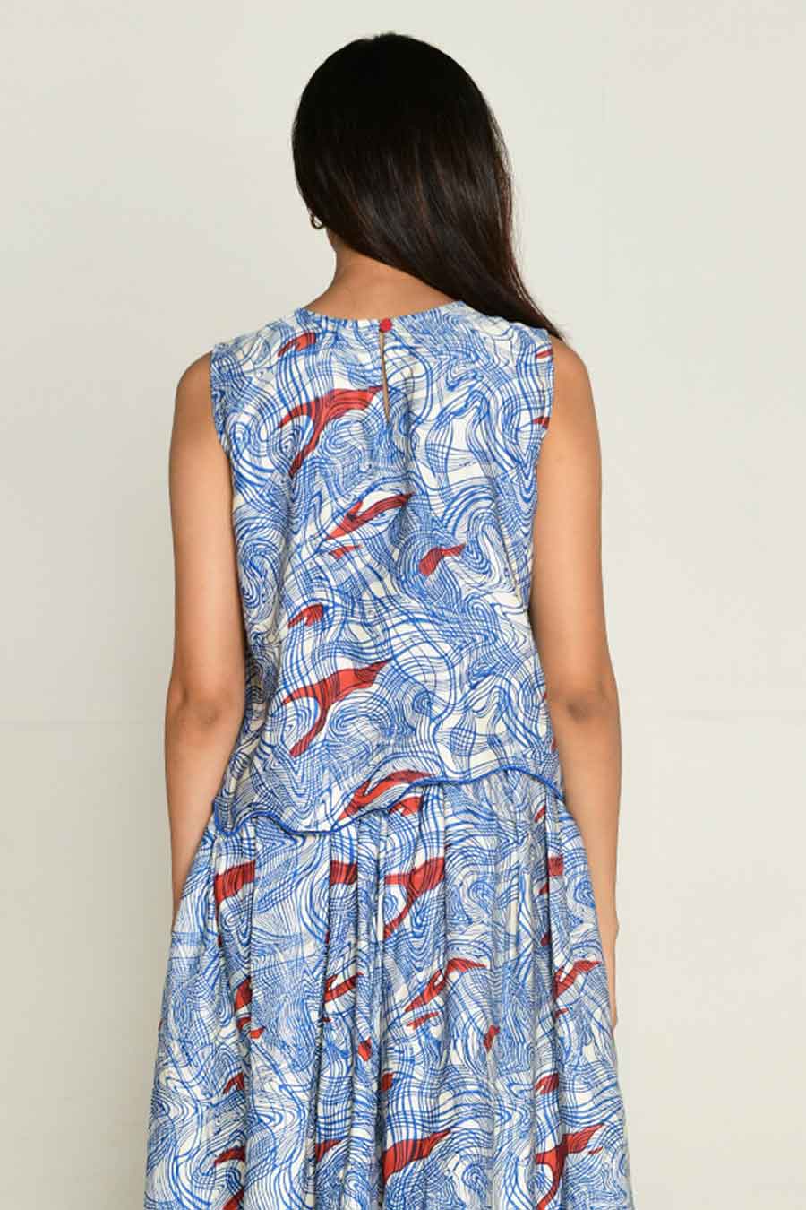 Blue Block-Printed Top