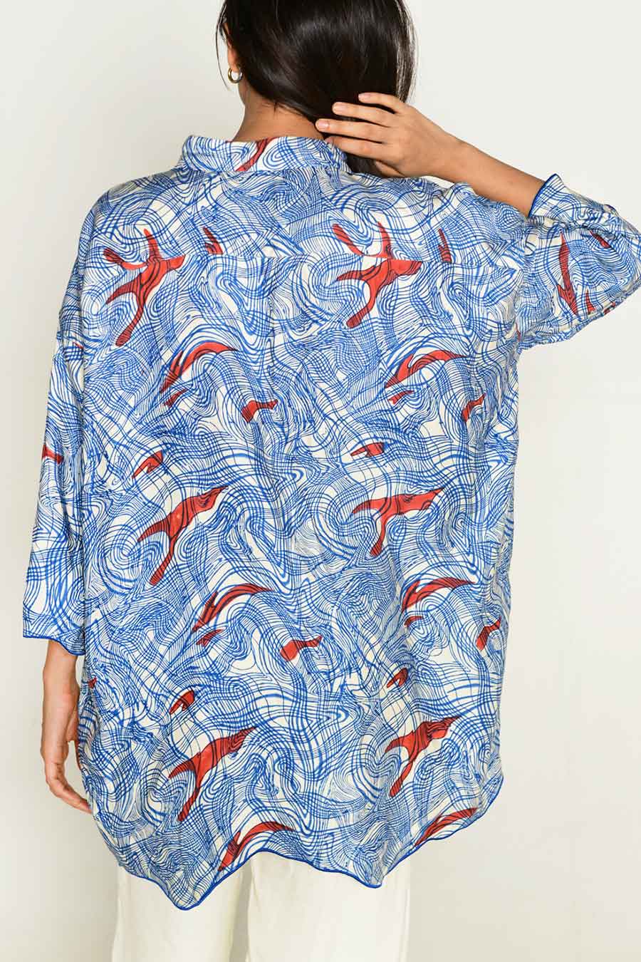 Blue Block-Printed Shirt