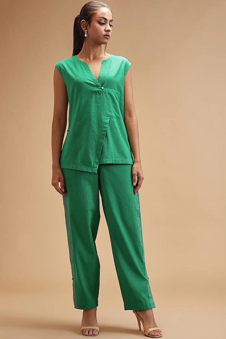 Clara Green Assymetrical Top