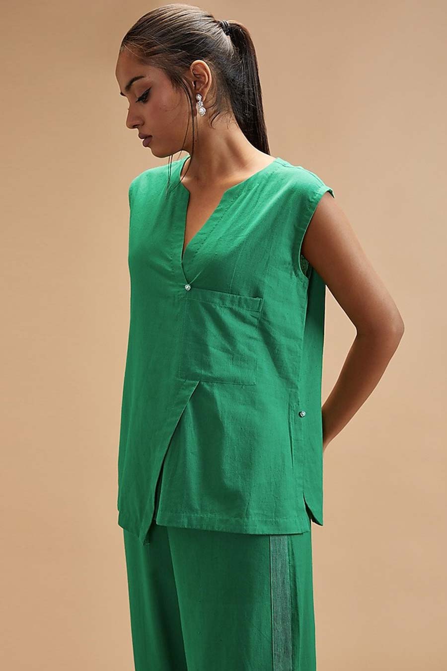 Clara Green Assymetrical Top