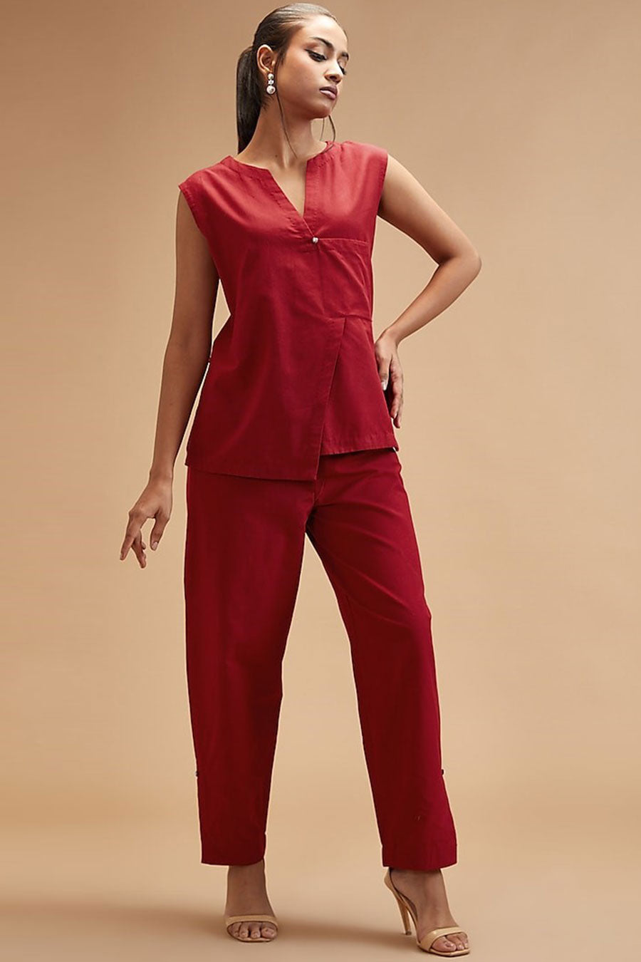 Scarlet Red Assymetrical Top