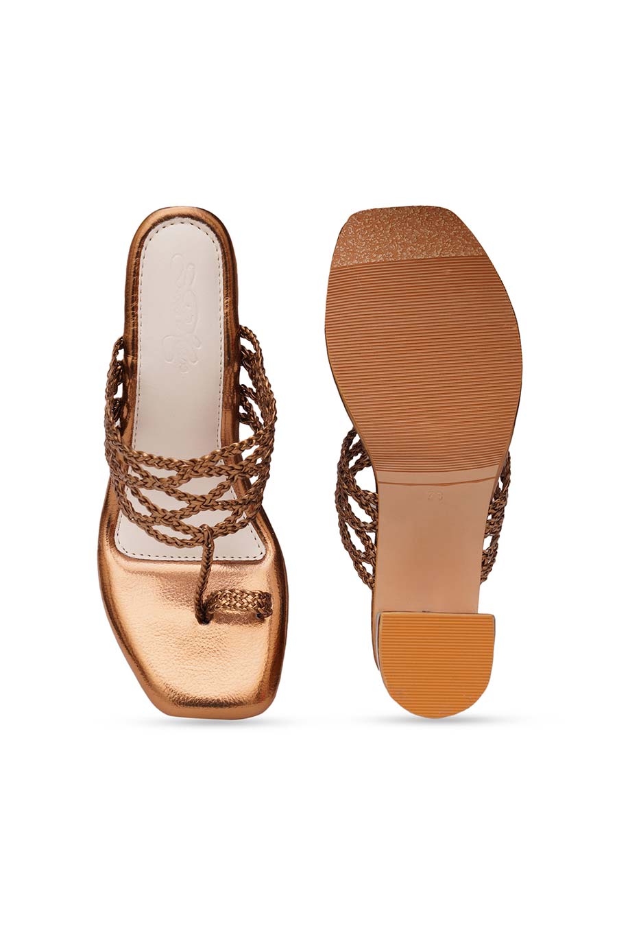 Antique Metallic Gold Braided Kolhapuri Heels