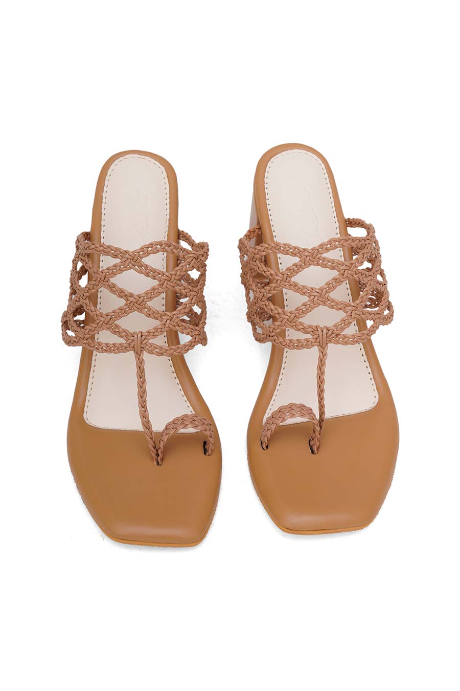 Nude Dia Braided Kolhapuri Heels