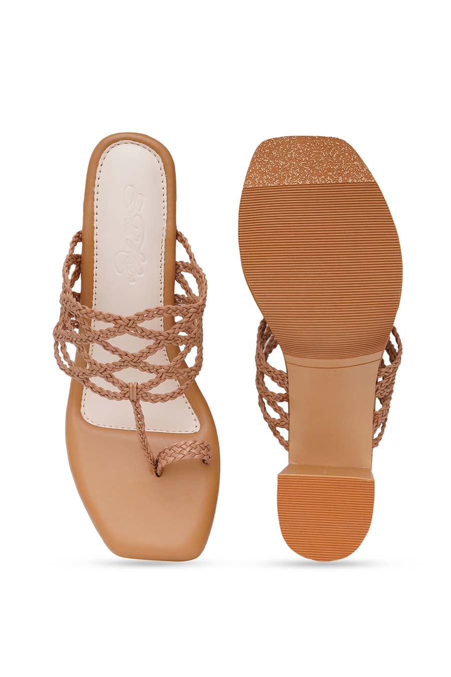 Nude Dia Braided Kolhapuri Heels