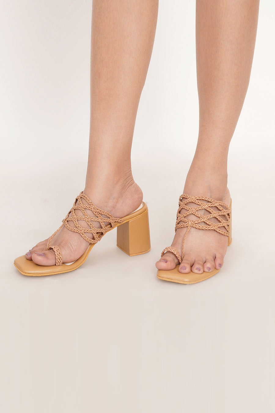 Nude Dia Braided Kolhapuri Heels