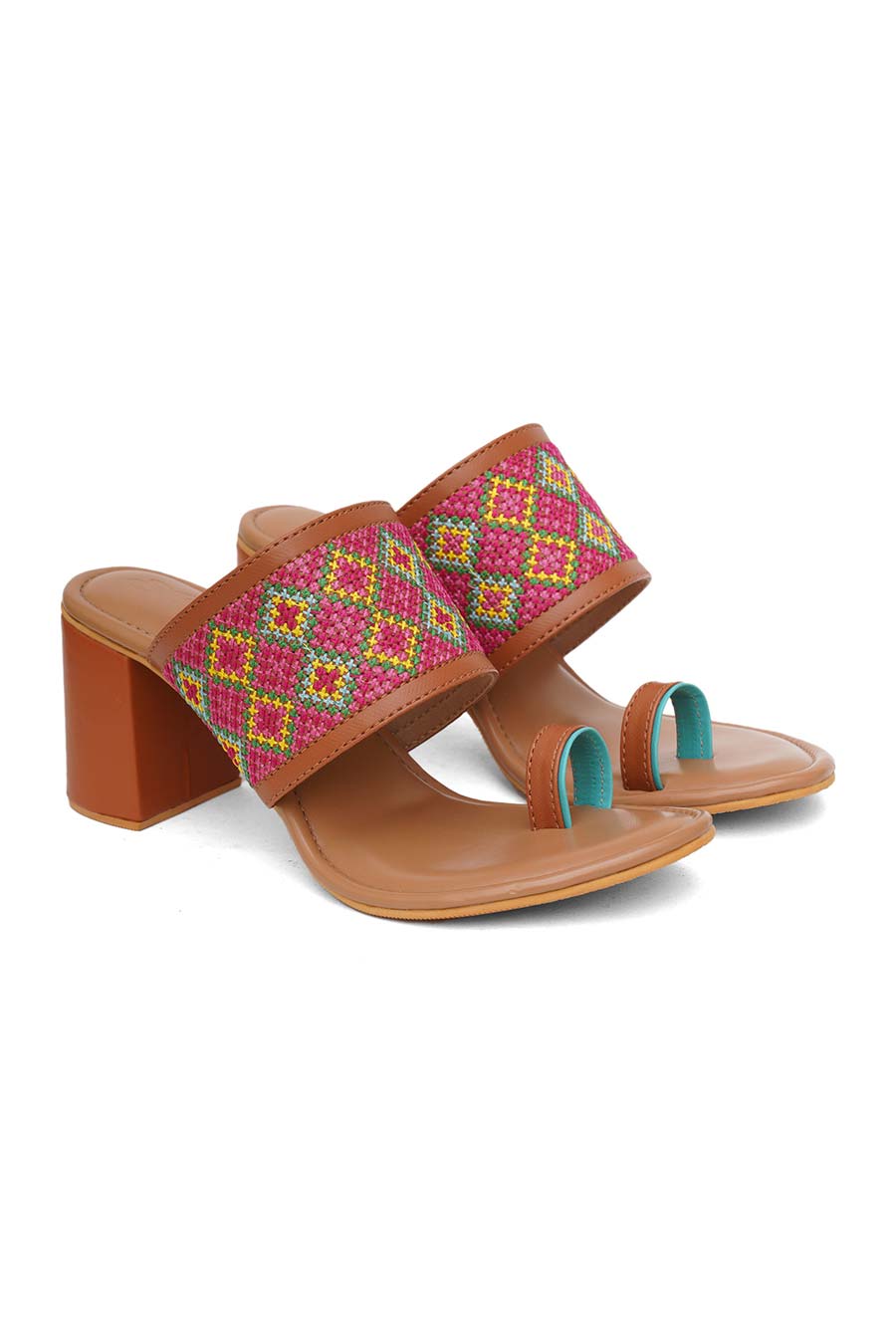 Tan Tahiti Pearl Embroidered Heels