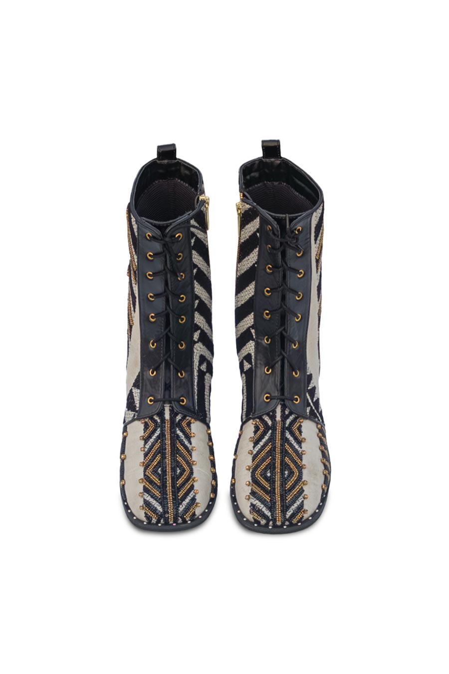 Black & White Embroidered Dakota Boots