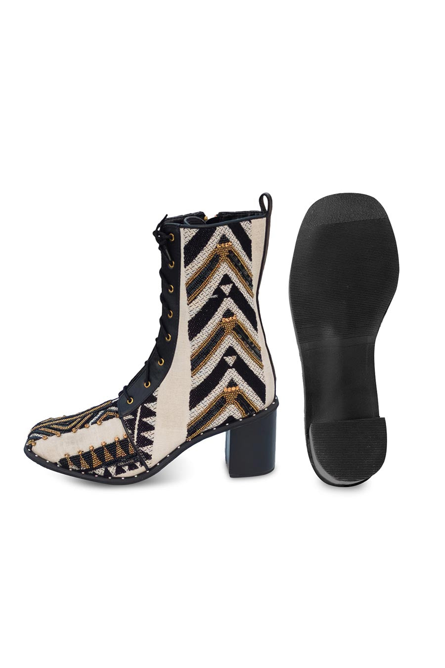 Black & White Embroidered Dakota Boots