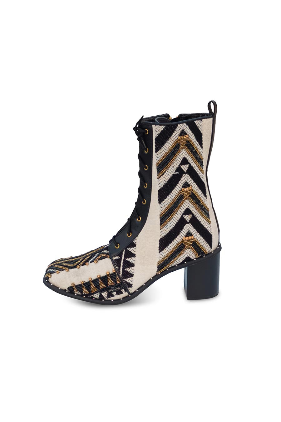 Black & White Embroidered Dakota Boots