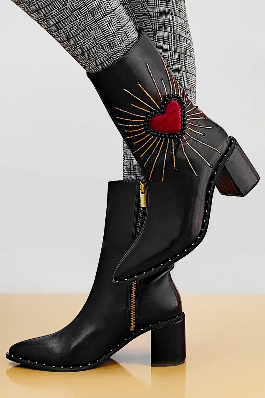 Black Embroidered Boots