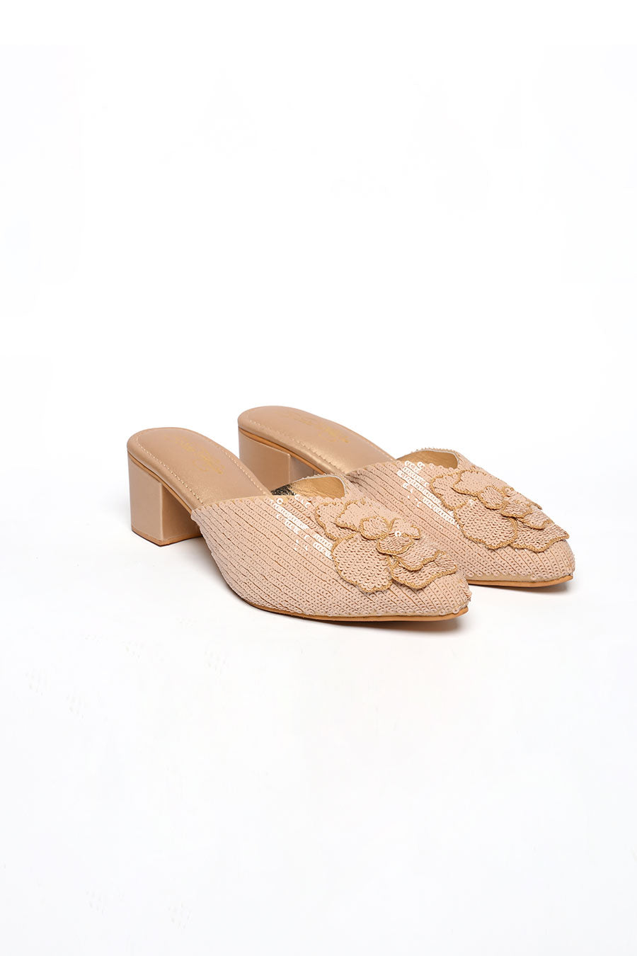 Valentina Embellished Beige Heels