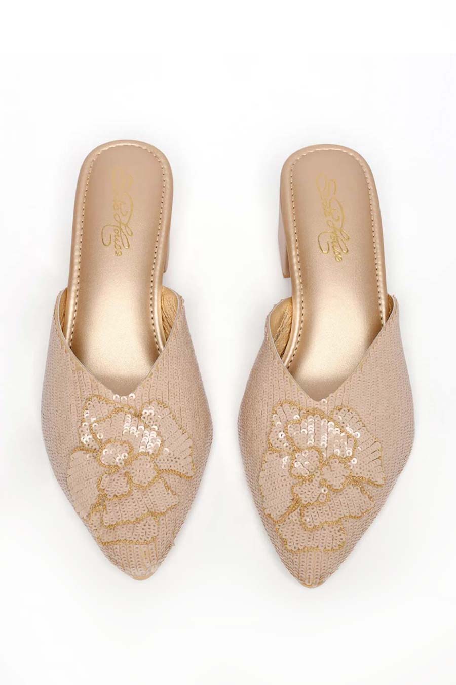 Valentina Embellished Beige Heels