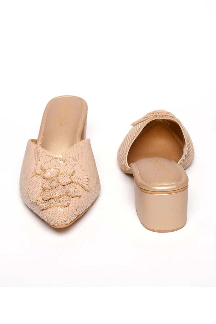 Valentina Embellished Beige Heels