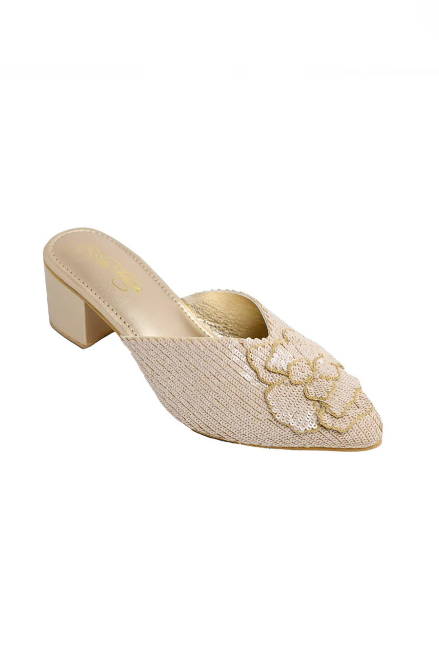 Valentina Embellished Beige Heels