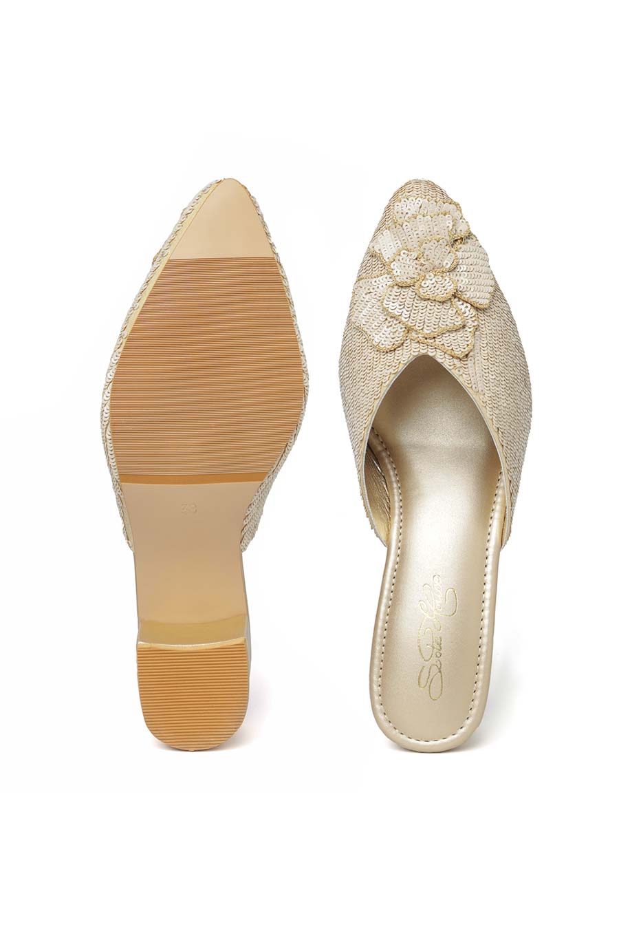 Valentina Embellished Beige Heels