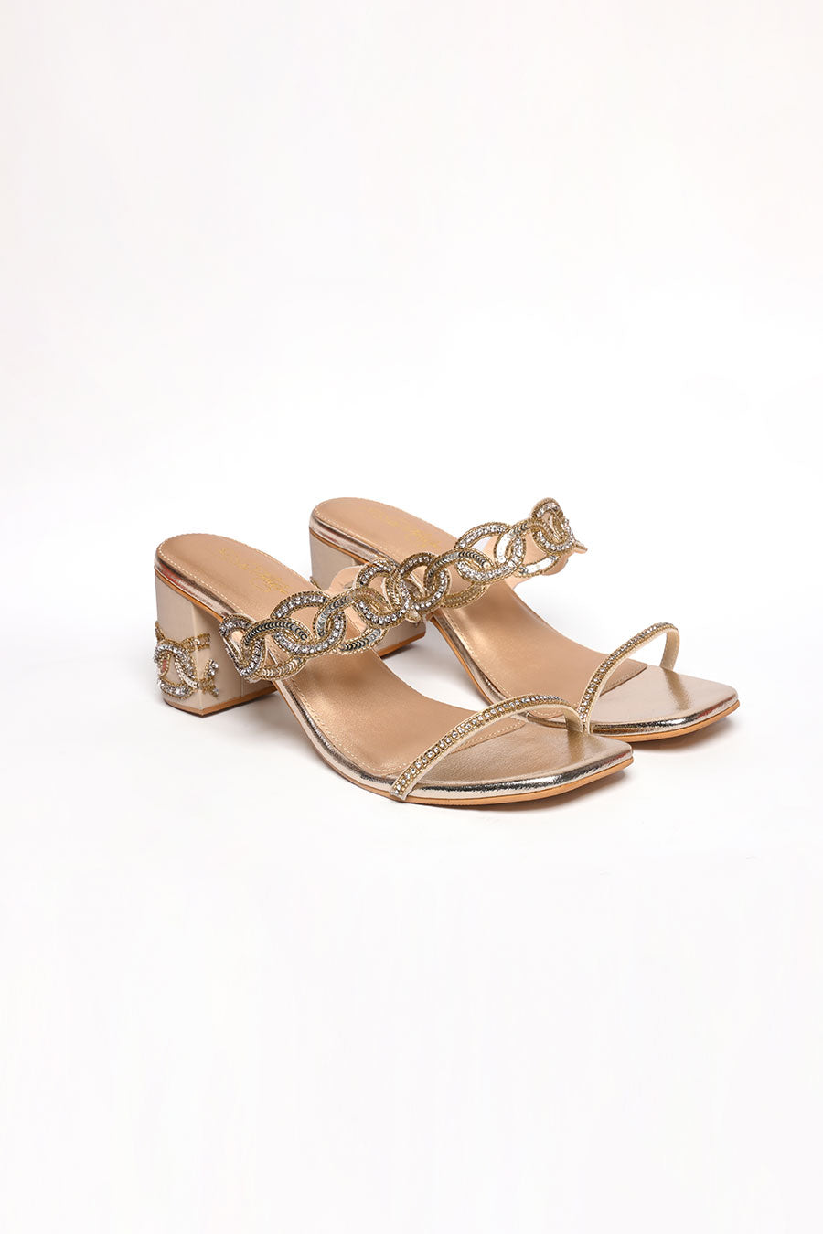 Tied in Love Embellished Gold Heels