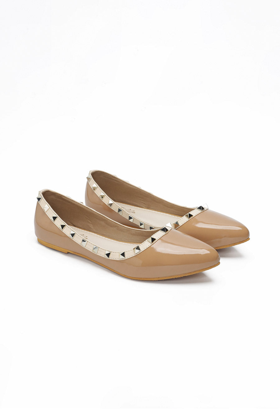 Valentino In Beige Pointed Ballerina