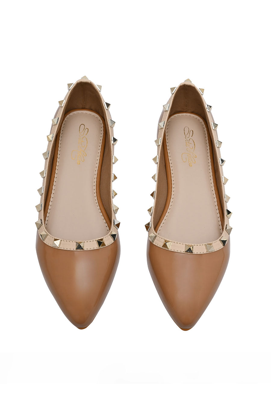 Valentino In Beige Pointed Ballerina