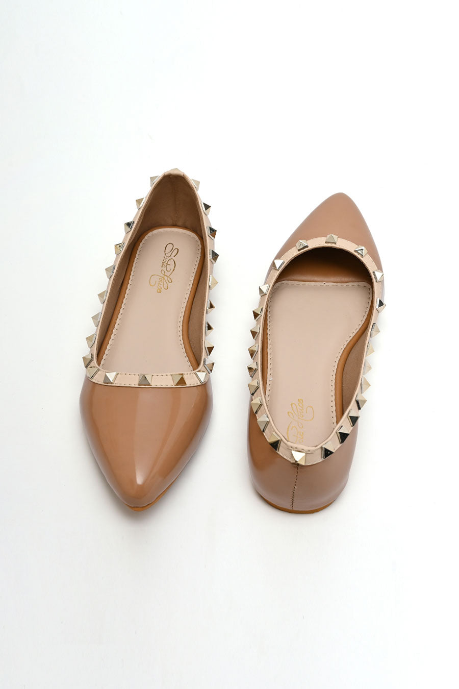 Valentino In Beige Pointed Ballerina