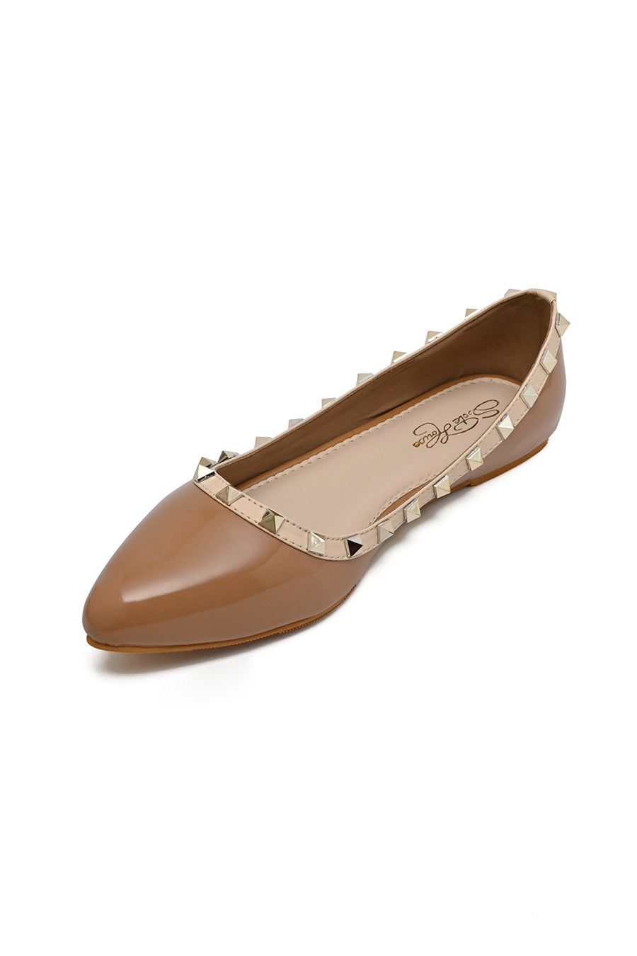 Valentino In Beige Pointed Ballerina