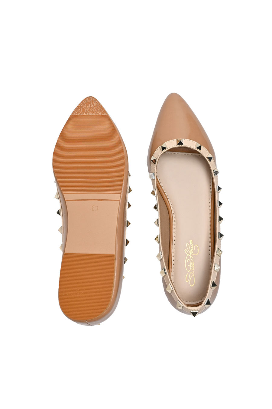 Valentino In Beige Pointed Ballerina