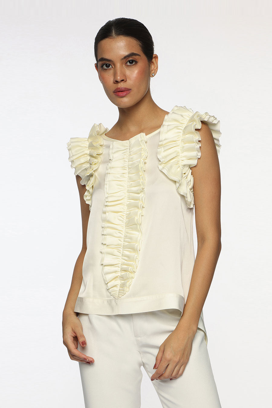 Off-White Butterfly Frilled Top