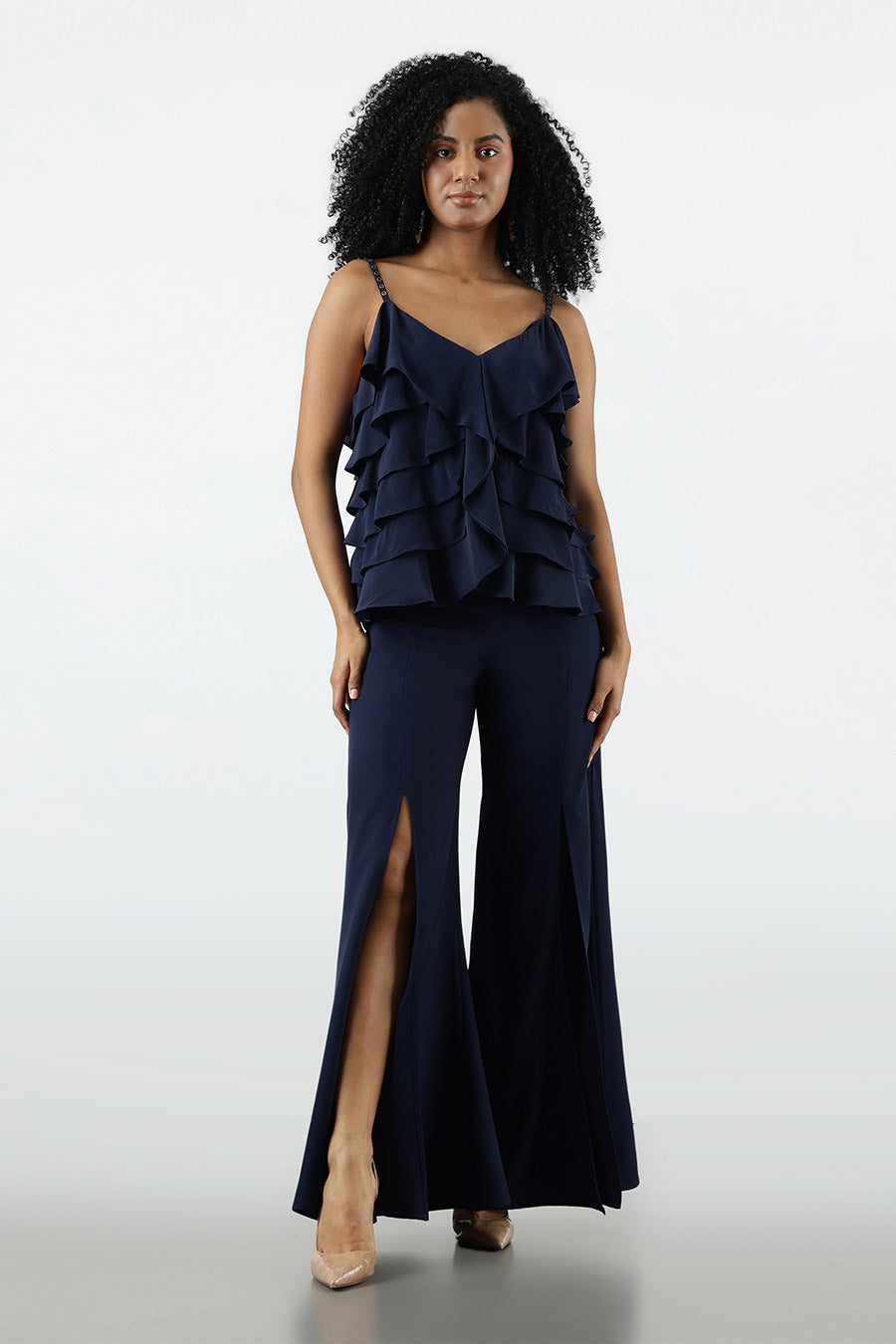 Dark Blue Tulip Layered Top
