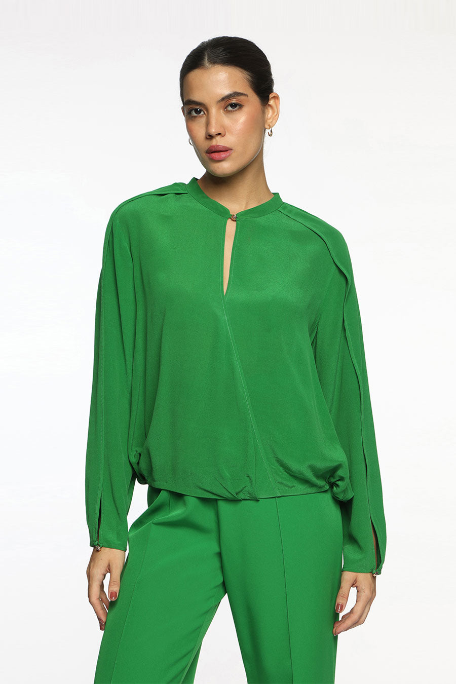 Green Chloe Cape Top