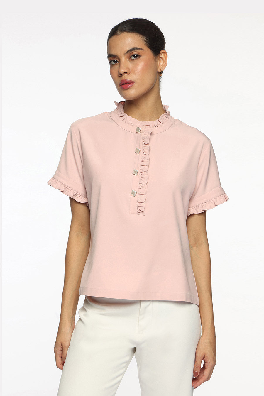 Light Pink Tory Trim Top