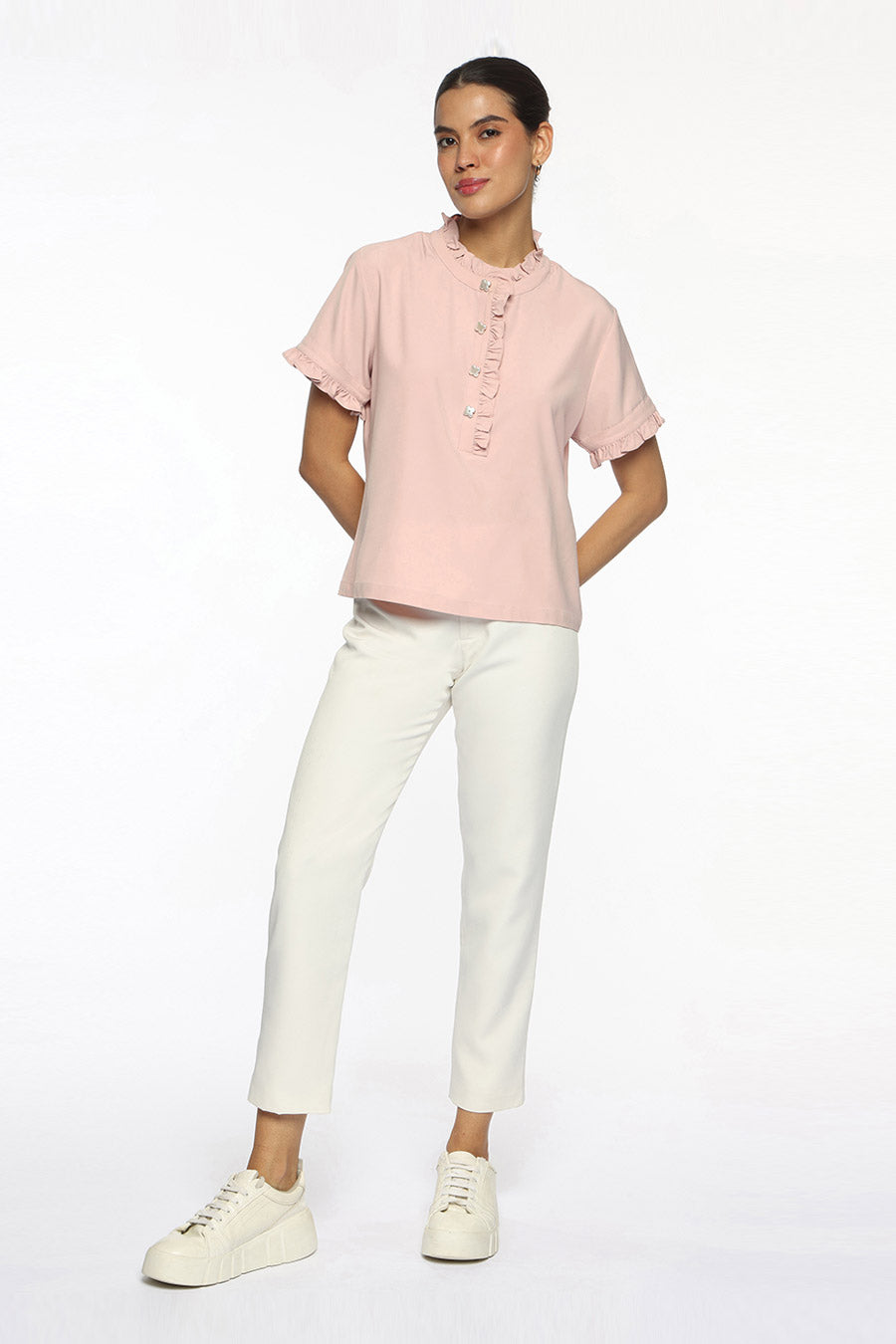 Light Pink Tory Trim Top