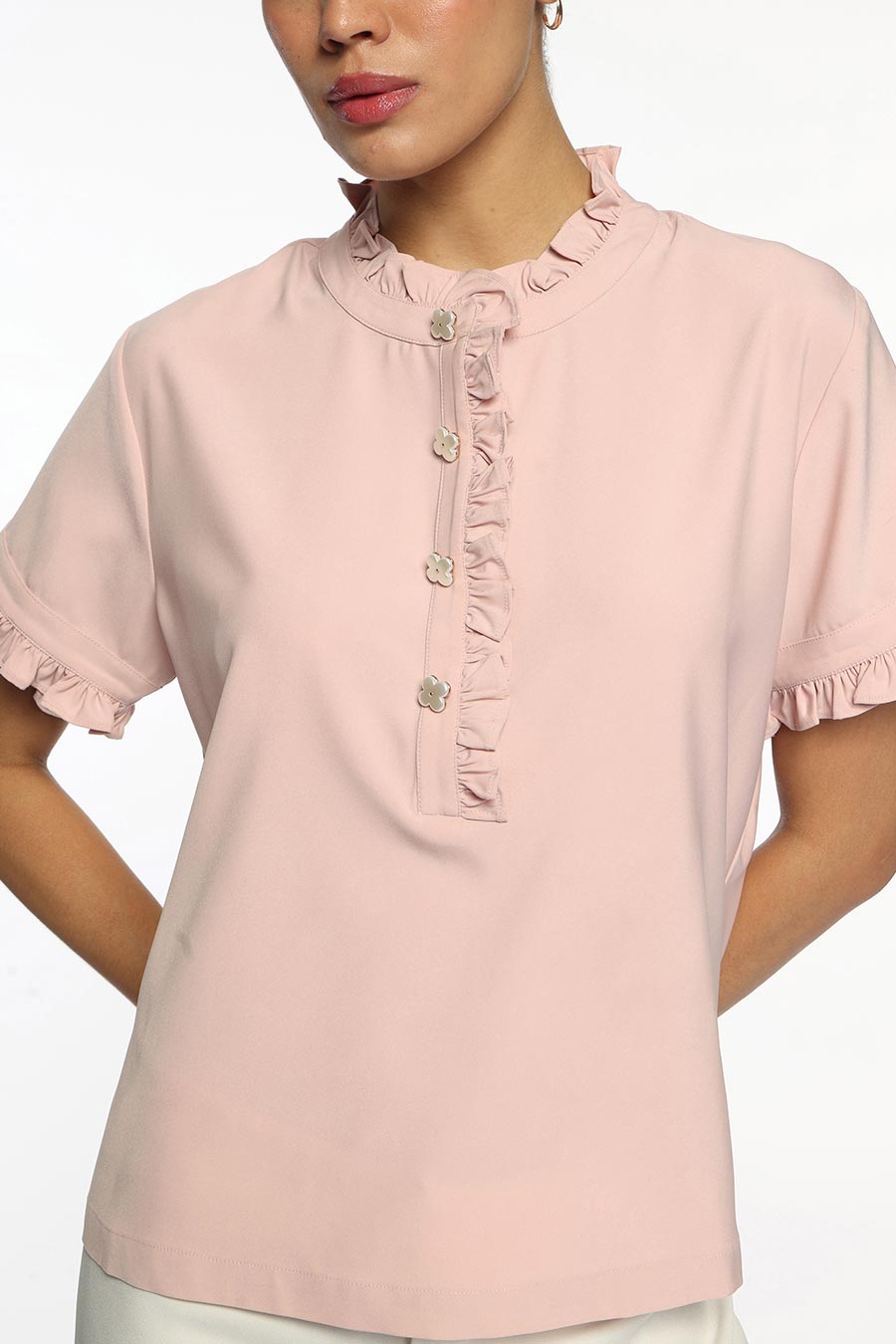 Light Pink Tory Trim Top