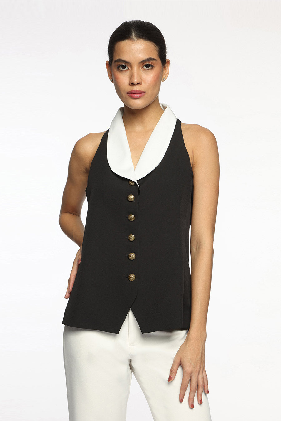 Black Beverly WaistCoat Top